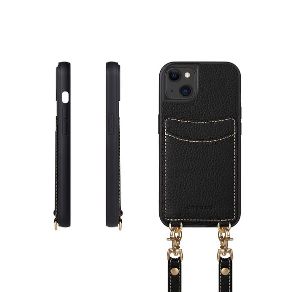 iPhone15 ショルダータイプ本革ケース カード収納ポケット付き＜COPGCS