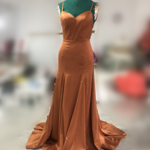 エレガント カラードレス テラコッタ 背中見せ リボン 前撮り 結婚式  