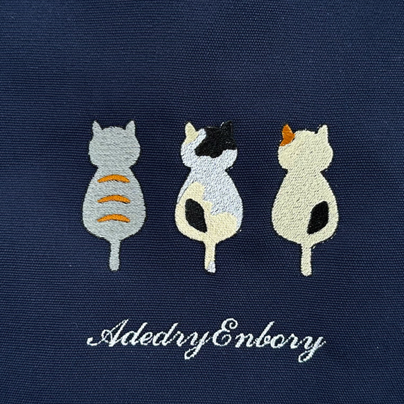 [特價特價] [免運費] 刺繡 3 隻貓剪影，厚帆布厚手提袋，帶內袋 第4張的照片