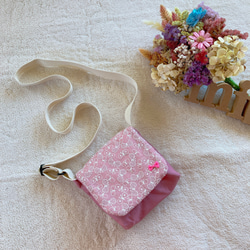 ポシェット　キッズポシェット　ハンドメイドポシェット　ハンドメイドバッグ　ハンドメイド　鞄　くすみカラー　くすみピンク 5枚目の画像