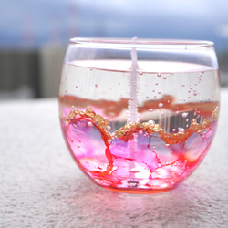グラスカラー ヒーリングキャンドル【Pink-愛情-】 1枚目の画像
