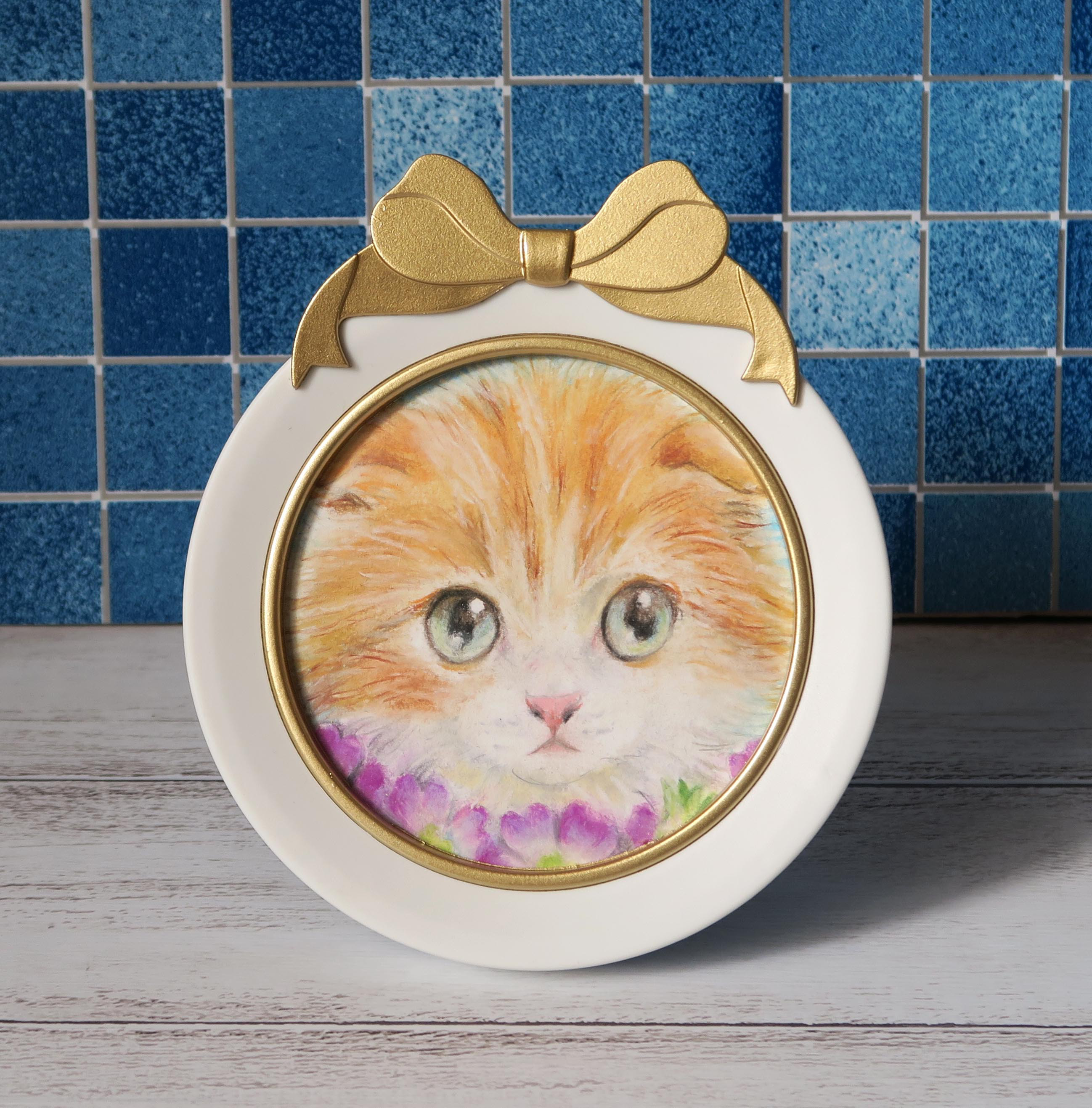 油絵 専用 花冠の猫 サバトラ白ちゃん 油絵 専用 花冠の猫 サバトラ白