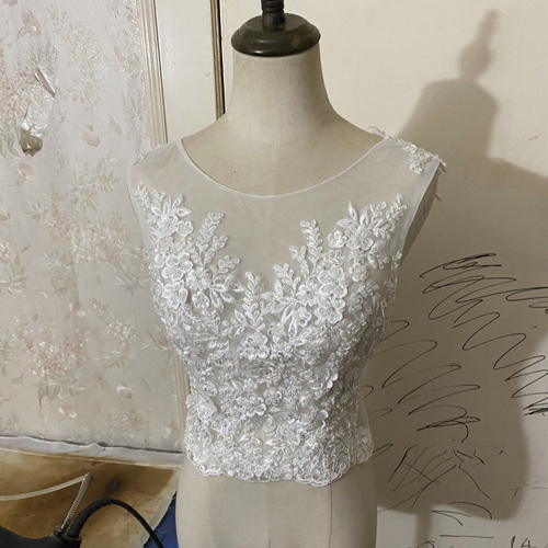 エレガント ホワイト ノースリーブ ウエディングドレス用ボレロ  