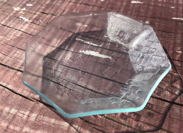 昭和レトロガラス食器　昭和型板ガラス食器　小皿　マルチトレイ　ガラス名古都　SDGs 2枚目の画像