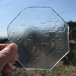 昭和レトロガラス食器　昭和型板ガラス食器　小皿　マルチトレイ　ガラス名古都　SDGs 1枚目の画像