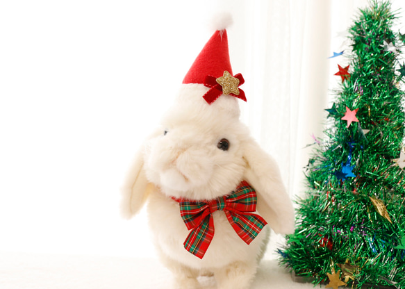 ウサギ用 クリスマス ネック リボン/帽子 17枚目の画像