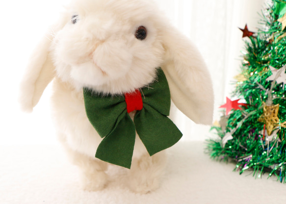 ウサギ用 クリスマス ネック リボン/帽子 10枚目の画像
