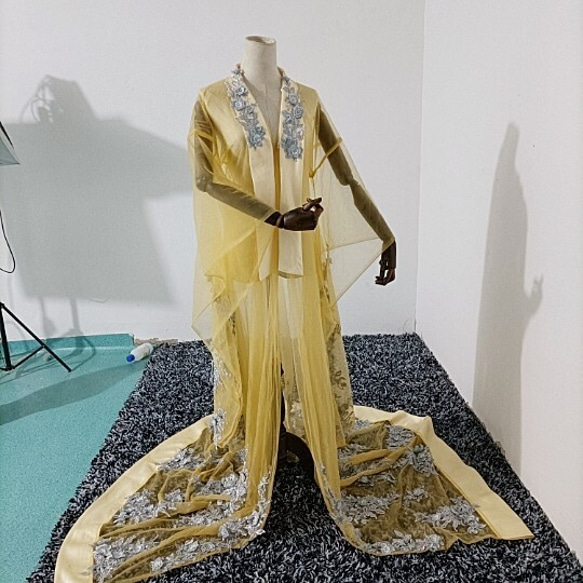 高品質！チュール打掛　着物　オーバードレス　レース羽織　ウエディングドレス　お色直し うす衣 花嫁和装 色打掛 XL ドレス