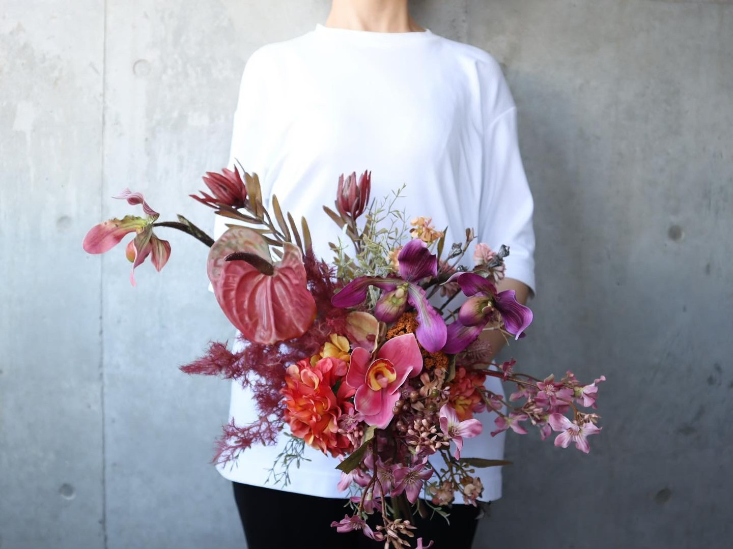 アンスリウムやシンビジュームのニュアンスブーケ♡ アーティフィシャルフラワー