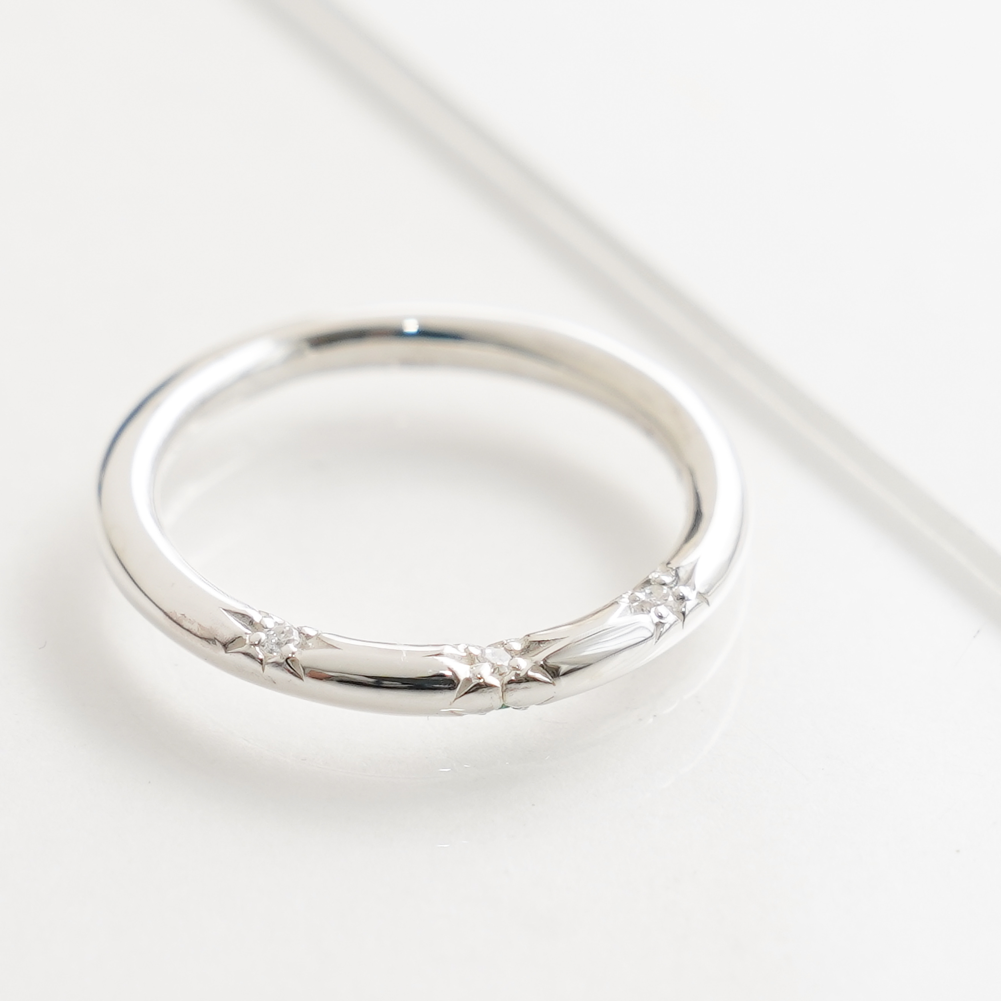 ※細ver<コラボリング> 4石埋め込み石のベーシックリング グリーン ブラック クリア / SV925≪送料無料≫