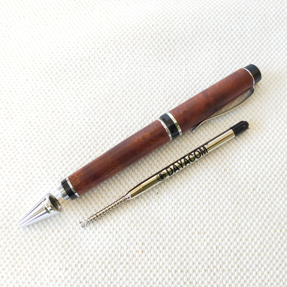 楠杢拭き漆・シガータイプボールペン（オプション：ジェットストリーム対応）2310-03 4枚目の画像