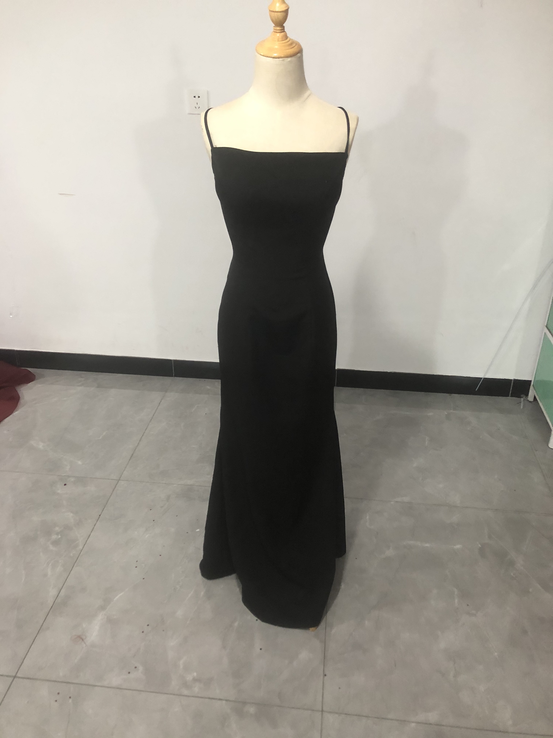 高品質！ イブニングドレス 黒 レース ミニトレーン/短トレーン タンク  