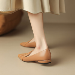 新款秋冬女士柔軟真皮鞋時尚簡約高跟鞋低跟 22 公分-25 公分 #863⭐免運費⭐ 第4張的照片