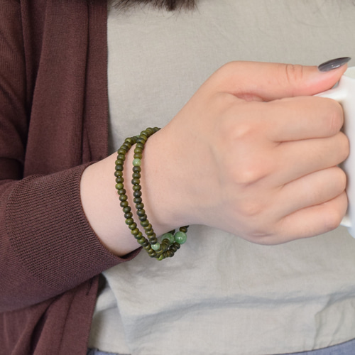 腕輪 ウッド 木玉 天然石 二重巻き ブレスレット ギフト 念珠