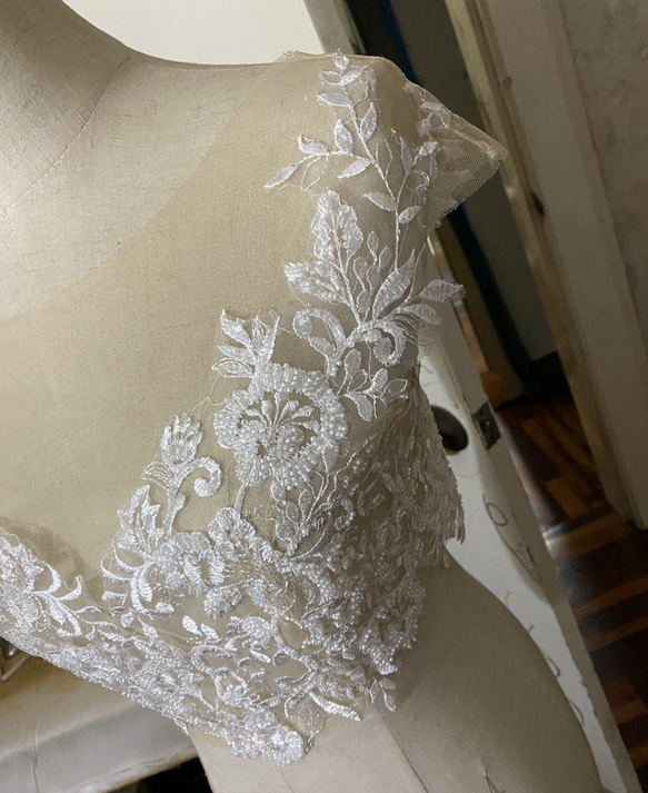 優雅婚紗上衣僅波萊羅 3D 3D 蕾絲刺繡新娘 第5張的照片