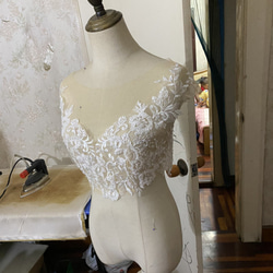 優雅婚紗上衣僅波萊羅 3D 3D 蕾絲刺繡新娘 第4張的照片