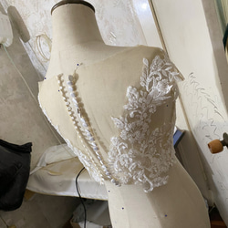 優雅婚紗上衣僅波萊羅 3D 3D 蕾絲刺繡新娘 第3張的照片