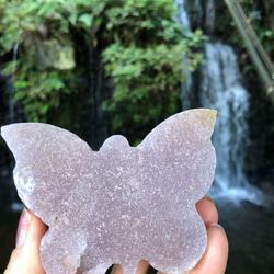 ドゥルージーホールあり☆ピンクアメジストバタフライ（大）☆ 255g☆950mm ☆瀧川神社にて浄化☆インテリアに♪ 17枚目の画像