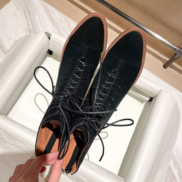 秋冬女式真皮鞋舒適短靴高跟靴 22 公分-24.5 公分 #864 黑色 ⭐免運費⭐ 第14張的照片