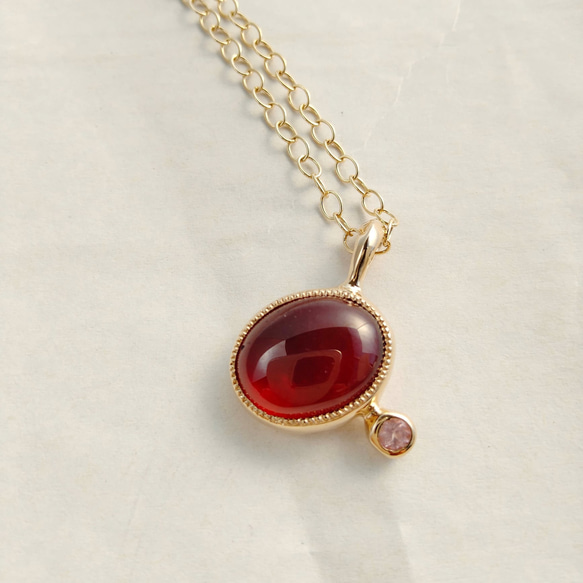 PT0080　Hessonite Garnet × Spinel　K10 Pendant 2枚目の画像