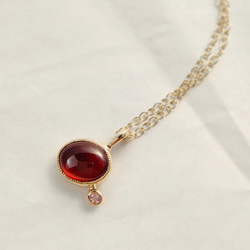 PT0080　Hessonite Garnet × Spinel　K10 Pendant 1枚目の画像