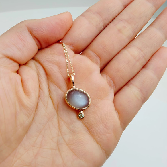 PT0153　Moonstone × GrossularGarnet　K10 Pendant 4枚目の画像