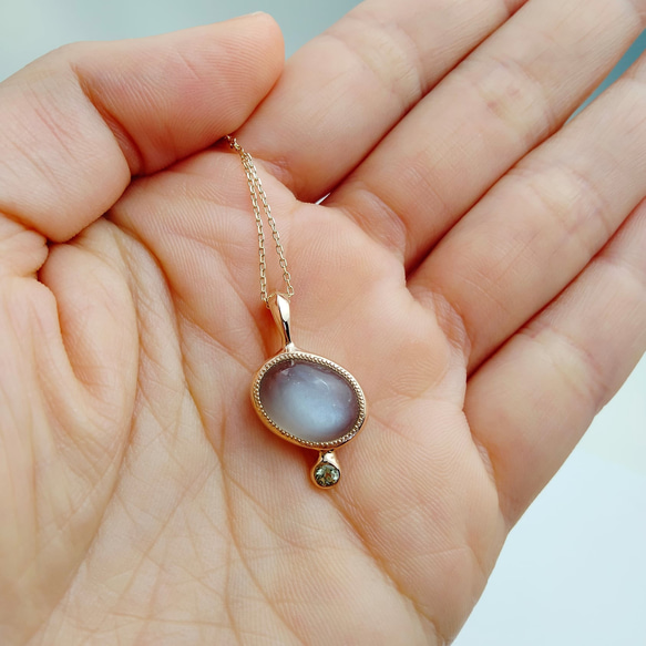 PT0153　Moonstone × GrossularGarnet　K10 Pendant 5枚目の画像