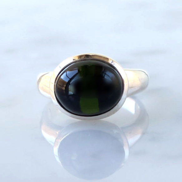 グリーントルマリン（ベルデライト）リング 9×7mm Green tourmaline (Verdelite)ring 1枚目の画像