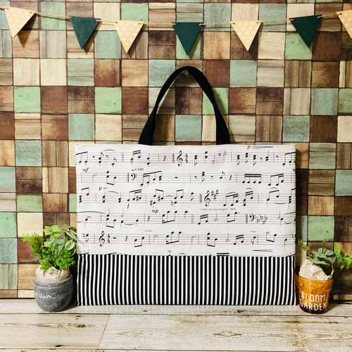 ハンドメイド　オーダー　音符　ランチョンマット　レッスンバッグ　巾着袋　など 入園グッズセットオーダー(レッスンバッグ、通園バッグ、他、計9点
