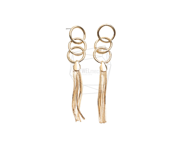 ERG-2521-G【2個入り】チェーンタッセルピアス,Chain tassel Post Earring 1枚目の画像