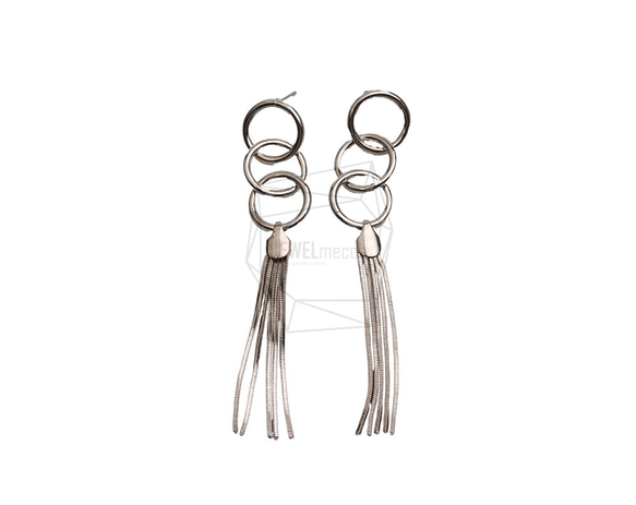 ERG-2521-R【2個入り】チェーンタッセルピアス,Chain tassel Post Earring 1枚目の画像