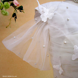 在庫処分 ウェディングドレス 11号 結婚式 二次会 花嫁衣裳 袖あり 蝶々 パールビーズ 肩開きwd32226 4枚目の画像