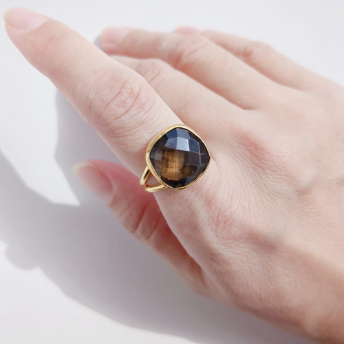 最新作☆『スモーキークォーツ』の世界でひとつの天然石リング 指輪