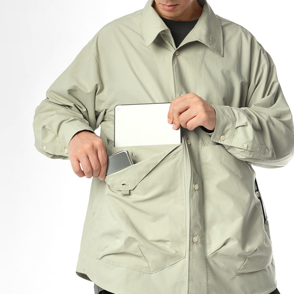 TMCAZ Stand Collar Shirt Jacket[Aqua green]立領襯衫夾克 第11張的照片