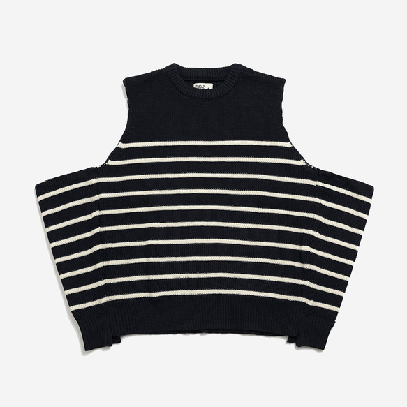 TMCAZ Wool-blend dropped knit vest[Navy]羊毛混紡針織背心 第9張的照片
