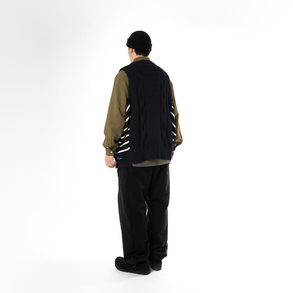 TMCAZ Wool-blend dropped knit vest[Navy]羊毛混紡針織背心 第2張的照片