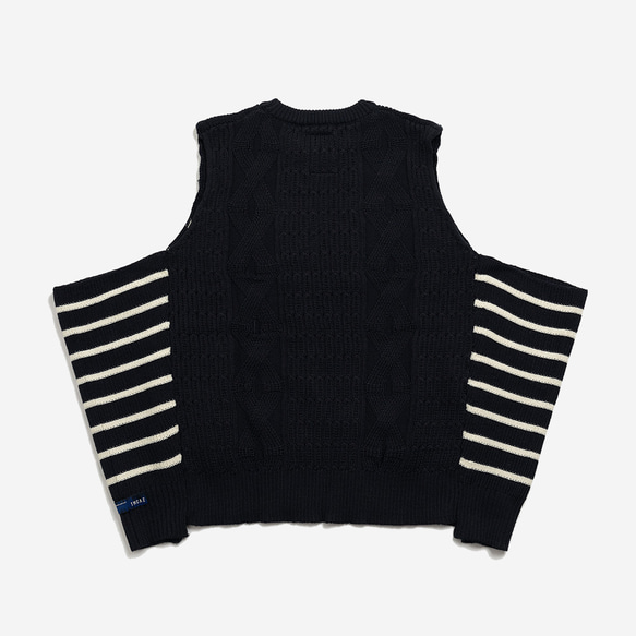 TMCAZ Wool-blend dropped knit vest[Navy]羊毛混紡針織背心 第10張的照片