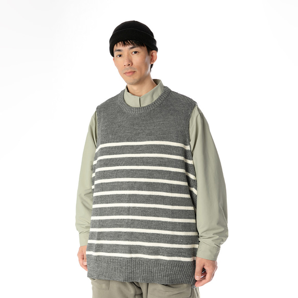 TMCAZ Wool-blend dropped knit vest[Gray]羊毛混紡針織背心 第1張的照片