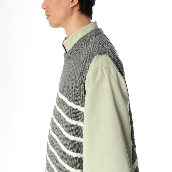 TMCAZ Wool-blend dropped knit vest[Gray]羊毛混紡針織背心 第7張的照片