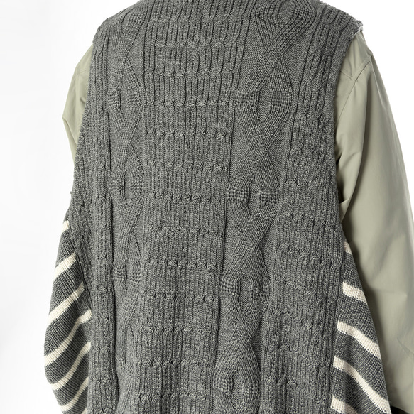 TMCAZ Wool-blend dropped knit vest[Gray]羊毛混紡針織背心 第9張的照片