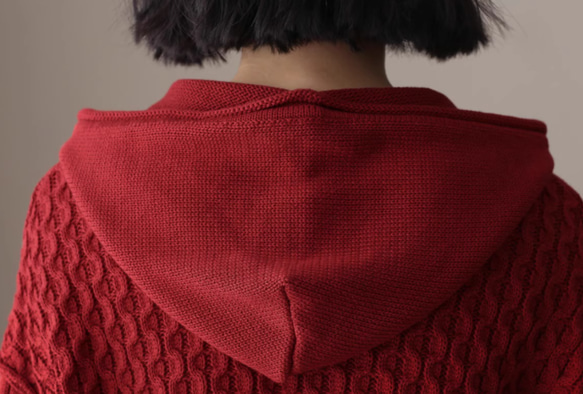 新作 .綿100％.赤セーターコート　ニット  コットンカーディガンセーター 手編み　全2色 15枚目の画像