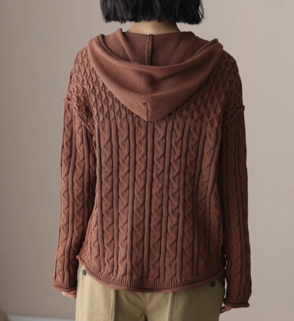 新作 .綿100％.赤セーターコート　ニット  コットンカーディガンセーター 手編み　全2色 12枚目の画像