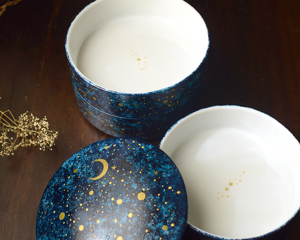 夜空と三日月の3段お重（ゴールド）