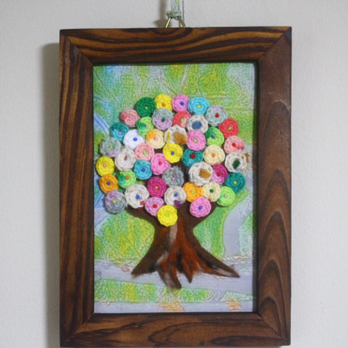 レース編みアート＜彩樹＊シンフォニーNO2＞45個のレース編み