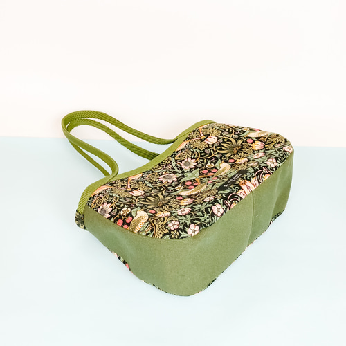 ウィリアム・モリス生地使用「いちご泥棒」 グラニーバッグ 緑