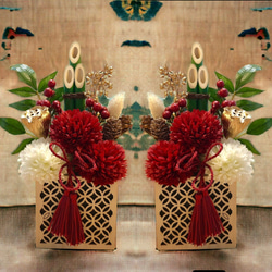 お正月飾りマムの鏡餅みたいな門松アレンジ/アーティフィシャルフラワー（造花） 3枚目の画像