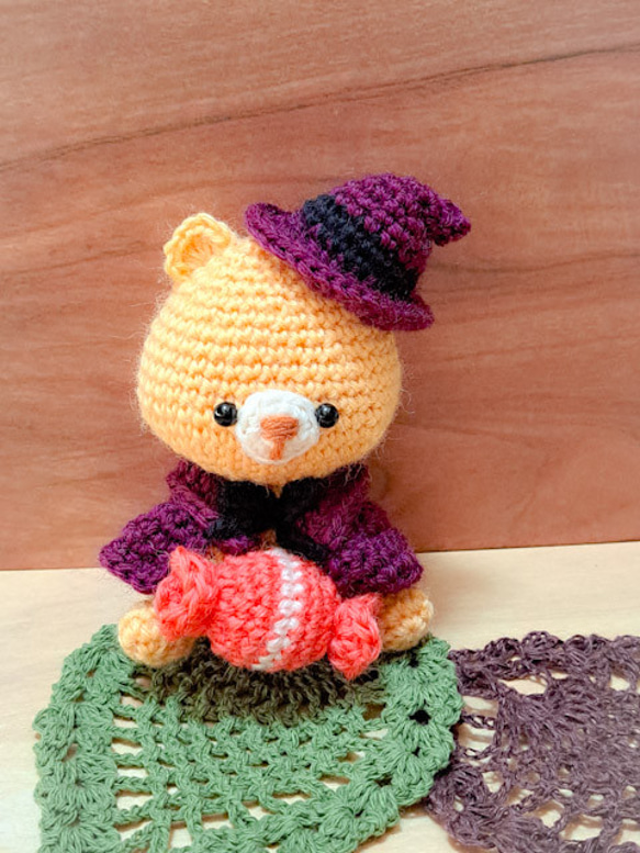 ハロウィン あみぐるみ 魔女っ子衣装のクマ あみぐるみ あみる