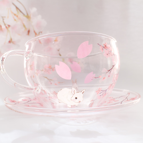 うさぎティーカップOP 130 カップ＆ソーサー グリーン 130ml Aux Oiseaux（オーゾワゾー
