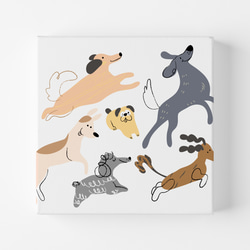 正方形キャンバスパネル 【Cute Dogs 01】　北欧インテリア アートパネル ペット愛犬 ドッグ 1枚目の画像