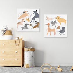 正方形キャンバスパネル 【Cute Dogs 02】　北欧インテリア アートパネル ペット愛犬 ドッグ 2枚目の画像